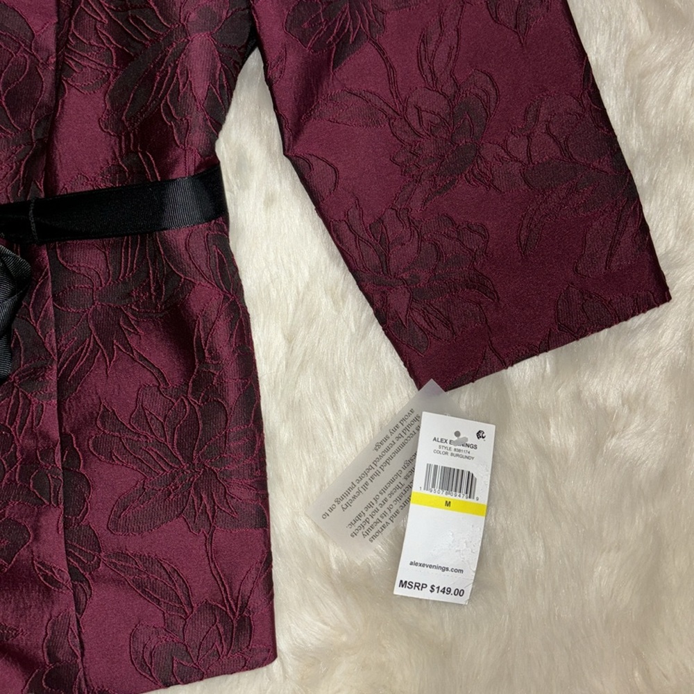 Alex Evenings Burgundy Floral Jacket Blazer - Picture 5 of 5